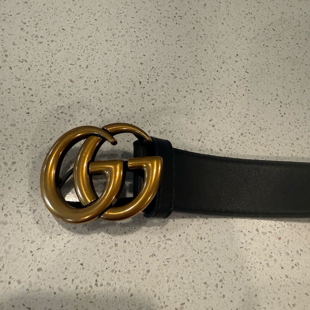 Gucci Leather Belt with Gold Buckle woman’s 36 inch